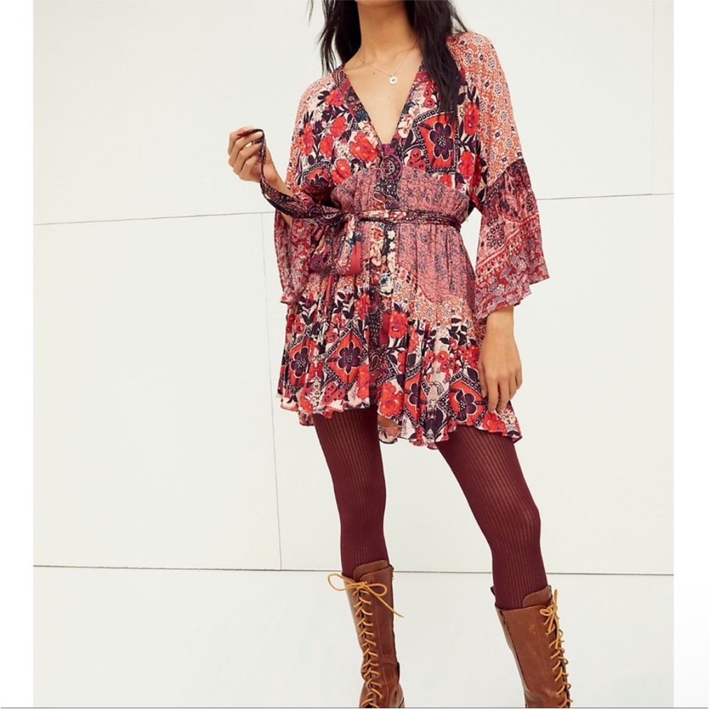 NWOT Free People Floral Gypset Mini Dress Size M